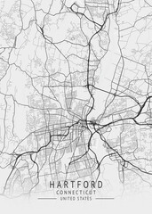 Hartford - Connecticut - US Gray Map Art