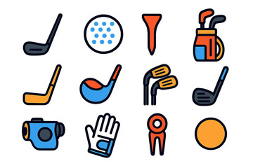 Set of golf and hockey related icons