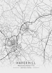 Obraz premium Haverhill - Massachusetts - US Gray Map Art