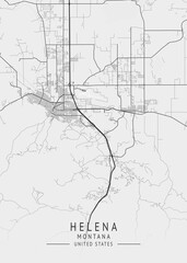 Helena - Montana - US Gray Map Art