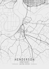 Henderson - Kentucky - US Gray Map Art