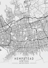 Fototapeta premium Hempstead - New York - US Gray Map Art