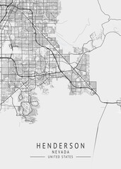 Henderson - Nevada - US Gray Map Art