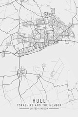 Obraz premium Hull - Yorkshire And The Humber UK Gray City Map_956