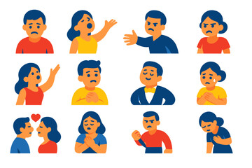 Collection of cartoon faces with different expressions