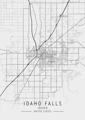 Idaho Falls - Idaho - US Gray Map Art