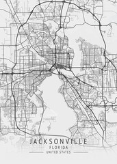 Fototapeta premium Jacksonville - Florida - US Gray Map Art