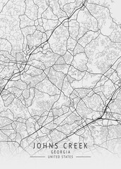 Johns Creek - Georgia - US Gray Map Art