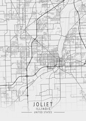 Obraz premium Joliet - Illinois - US Gray Map Art