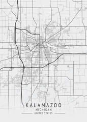 Kalamazoo - Michigan - US Gray Map Art