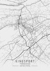 Obraz premium Kingsport - Tennessee - US Gray Map Art