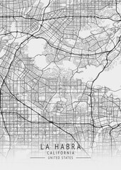 La Habra - California - US Gray Map Art