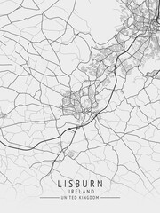 Obraz premium Lisburn - Ireland UK Gray City Map_036