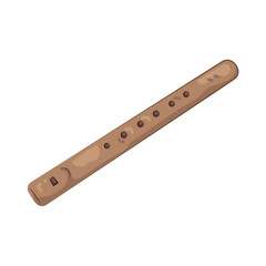 Illustration of Wooden Flute Musical Instrument 