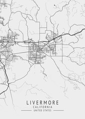 Livermore - California - US Gray Map Art