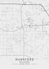 Mannford - Oklahoma - US Gray Map Art