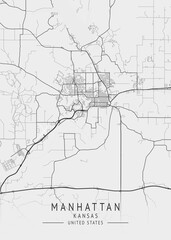 Manhattan - Kansas - US Gray Map Art