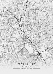 Marietta - Georgia - US Gray Map Art