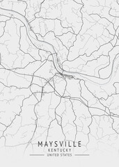Obraz premium Maysville - Kentucky - US Gray Map Art
