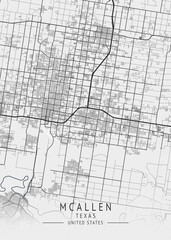 Fototapeta premium Mcallen - Texas - US Gray Map Art