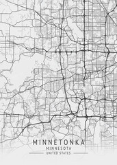 Obraz premium Minnetonka - Minnesota - US Gray Map Art