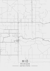 Mio - Michigan - US Gray Map Art
