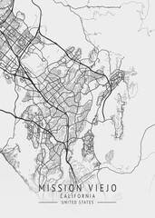 Obraz premium Mission Viejo - California - US Gray Map Art