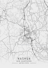 Nashua - New Hampshire - US Gray Map Art