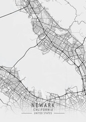 Naklejka premium Newark - California - US Gray Map Art