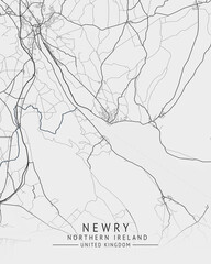 Obraz premium Newry - Northern Ireland UK Gray City Map