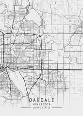 Naklejka premium Oakdale - Minnesota - US Gray Map Art