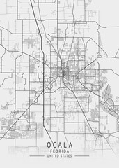 Ocala - Florida - US Gray Map Art
