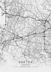 Oakton - Virginia - US Gray Map Art