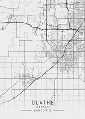 Olathe - Kansas - US Gray Map Art