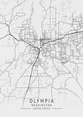 Olympia - Washington - US Gray Map Art