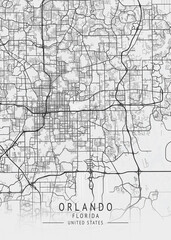 Orlando - Florida - US Gray Map Art