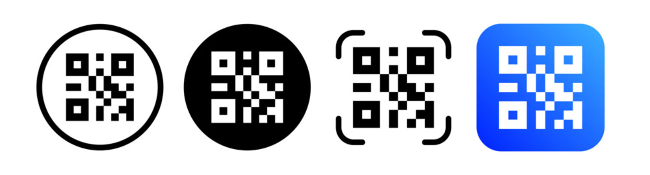 Qr code collection isolated on background for mobile payment and identity, city transport rental, UI UX design element, web pictogram, mobile app, promo tag vector 10 eps