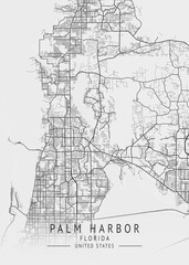 Palm Harbor - Florida - US Gray Map Art