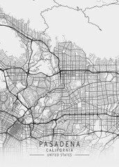 Naklejka premium Pasadena - California - US Gray Map Art