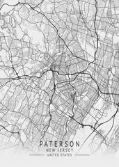 Paterson - New Jersey - US Gray Map Art