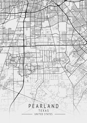 Naklejka premium Pearland - Texas - US Gray Map Art
