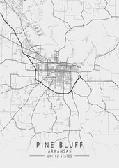 Pine Bluff - Arkansas - US Gray Map Art