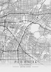 Fototapeta premium Pico Rivera - California - US Gray Map Art