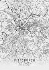 Obraz premium Pittsburgh - Pennsylvania - US Gray Map Art