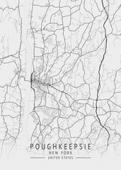 Poughkeepsie - New York - US Gray Map Art