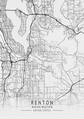 Obraz premium Renton - Washington - US Gray Map Art