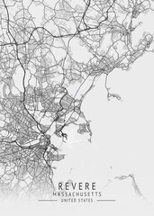 Obraz premium Revere - Massachusetts - US Gray Map Art