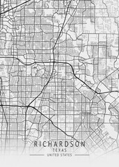 Obraz premium Richardson - Texas - US Gray Map Art