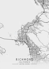 Obraz premium Richmond - California - US Gray Map Art