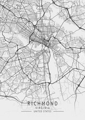 Richmond - Virginia - US Gray Map Art
